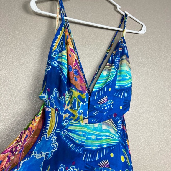 Farm Rio Blue Sea Life Sleeveless Maxi Dress EUC H - Picture 9 of 13